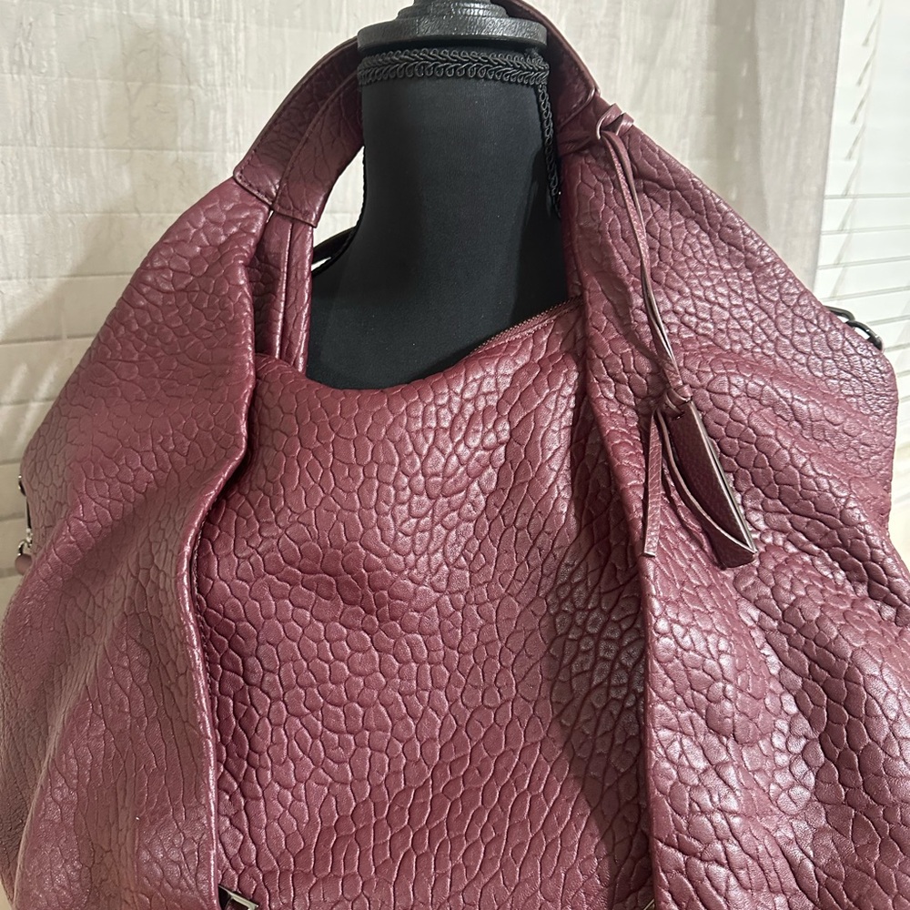 Vince Camuto Textured Hobo Bag in Rich Elderberry